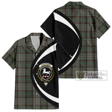 Cochrane Hunting Tartan Short Sleeve Button Up with Family Crest Circle Style