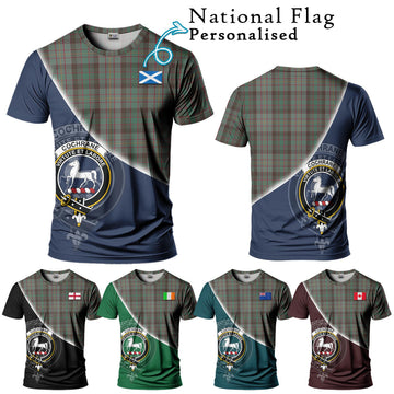 Cochrane Hunting Tartan T-Shirt with Personalised National Flag and Family Crest Half Style