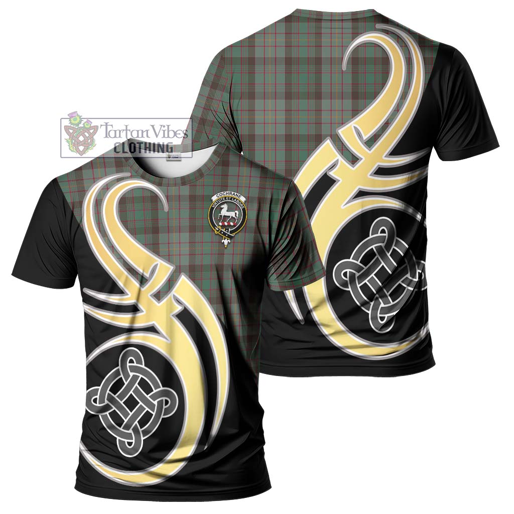 Tartan Vibes Clothing Cochrane Hunting Tartan T-Shirt with Family Crest and Celtic Symbol Style