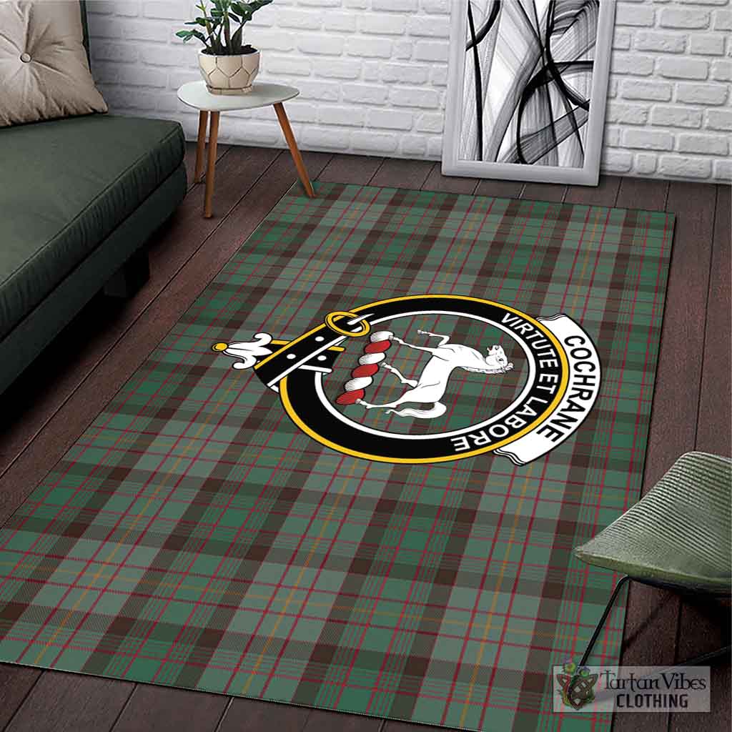 Tartan Vibes Clothing Cochrane Hunting Tartan Area Rug with Family Crest