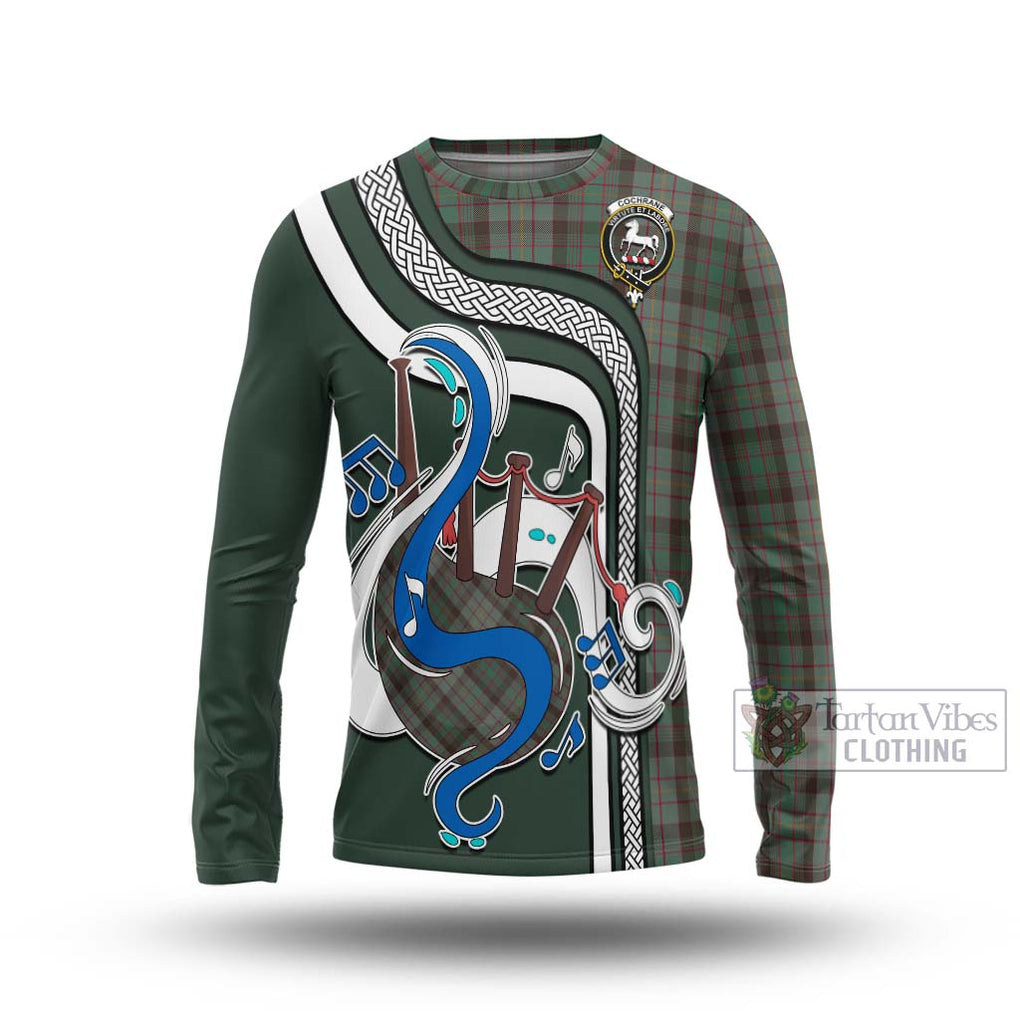 Tartan Vibes Clothing Cochrane Hunting Tartan Long Sleeve T-Shirt with Epic Bagpipe Style