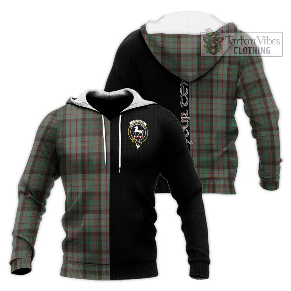 Cochrane Hunting Tartan Knitted Hoodie with Family Crest and Half Of Me Style Unisex Knitted Pullover Hoodie - Tartanvibesclothing Shop