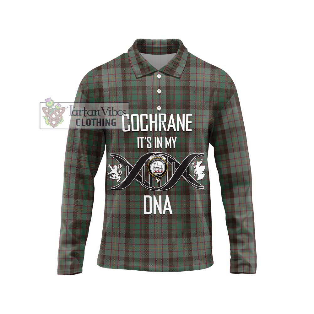 Cochrane Hunting Tartan Long Sleeve Polo Shirt with Family Crest DNA In Me Style Unisex - Tartanvibesclothing Shop