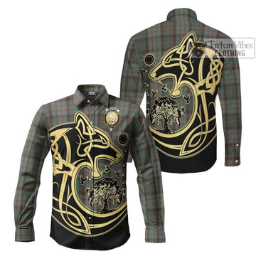 Cochrane Hunting Tartan Long Sleeve Button Shirt with Family Crest Celtic Wolf Style