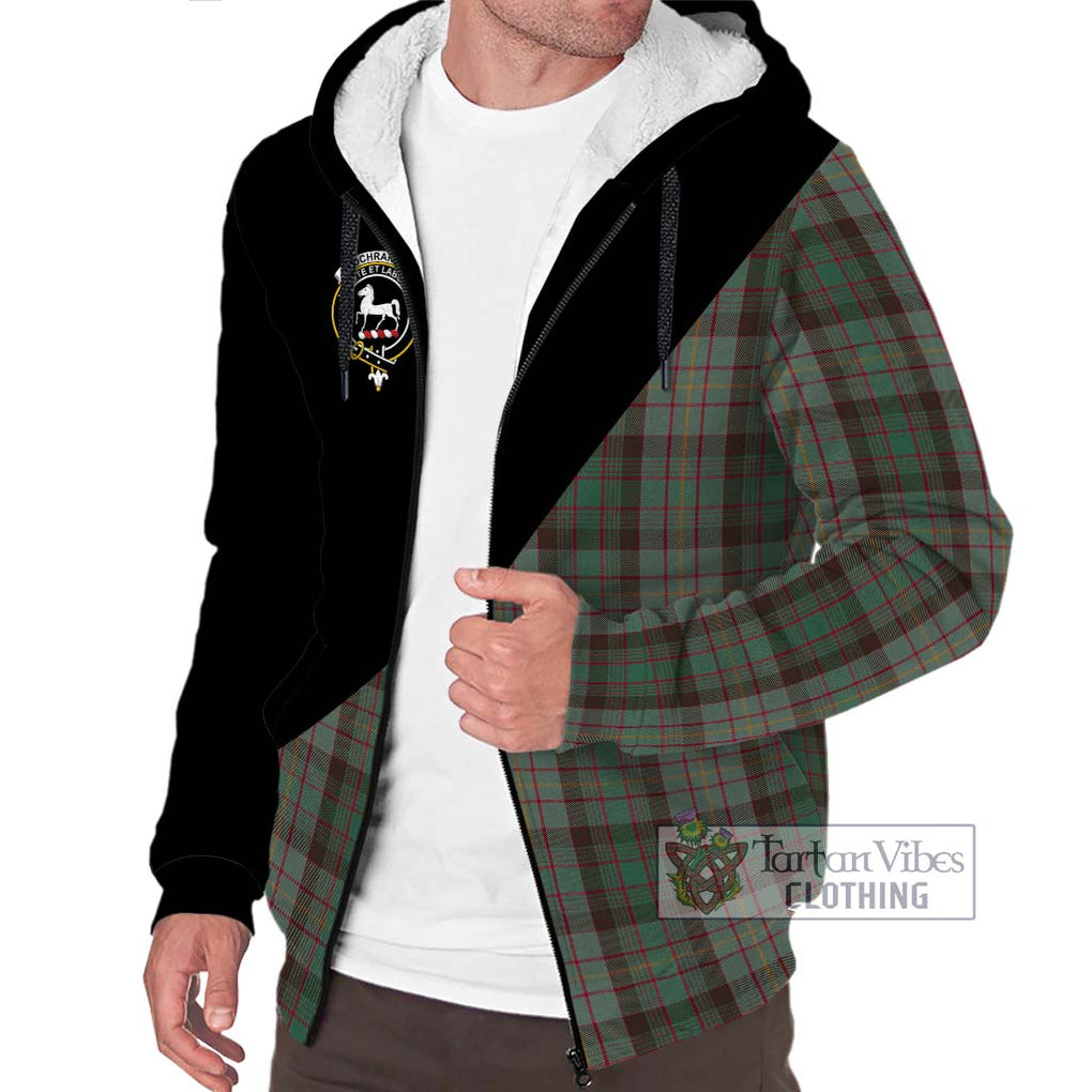 Cochrane Hunting Tartan Sherpa Hoodie with Family Crest and Military Logo Style Unisex S - Tartanvibesclothing Shop