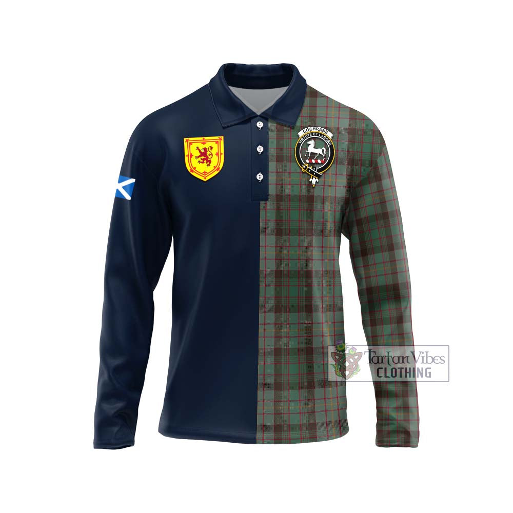 Tartan Vibes Clothing Cochrane Hunting Tartan Long Sleeve Polo Shirt with Scottish Lion Royal Arm Half Style