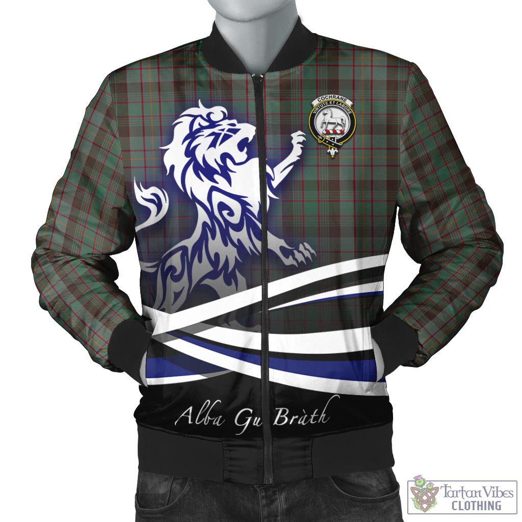 Tartan Vibes Clothing Cochrane Hunting Tartan Bomber Jacket with Alba Gu Brath Regal Lion Emblem