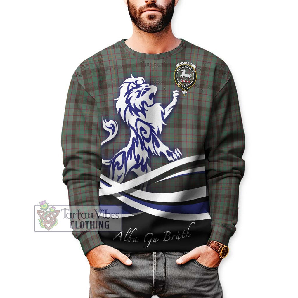 Cochrane Hunting Tartan Sweatshirt with Alba Gu Brath Regal Lion Emblem Unisex - Tartanvibesclothing Shop