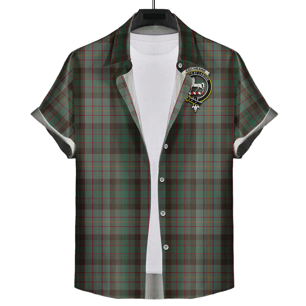 cochrane-hunting-tartan-short-sleeve-button-down-shirt-with-family-crest