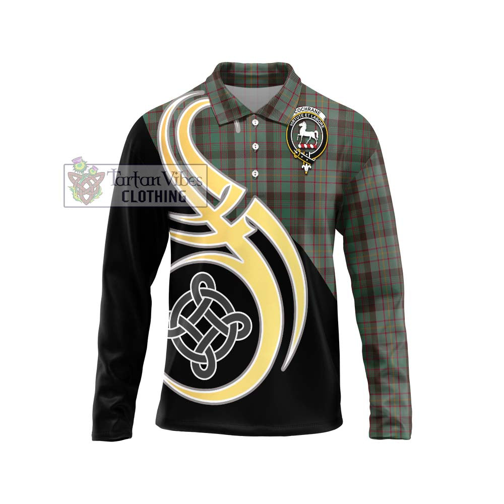 Cochrane Hunting Tartan Long Sleeve Polo Shirt with Family Crest and Celtic Symbol Style Unisex - Tartan Vibes Clothing