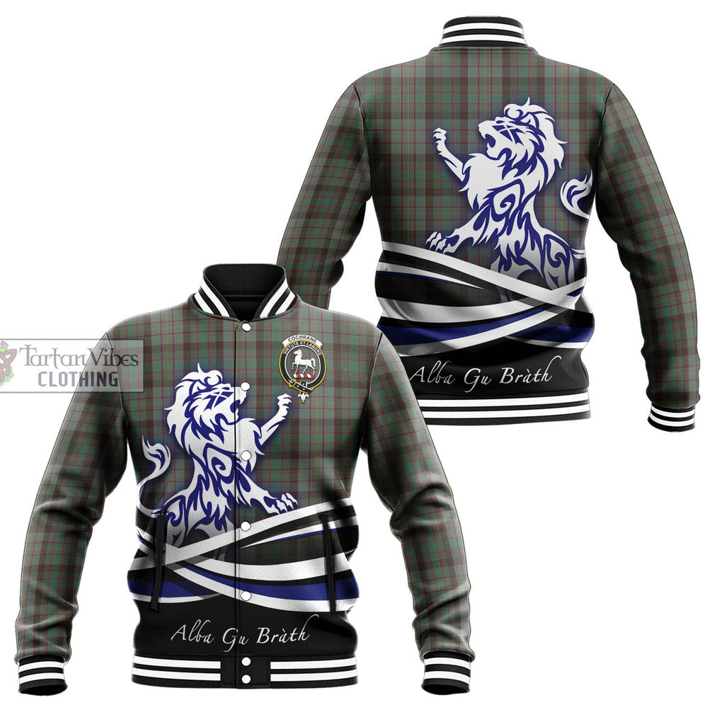 Cochrane Hunting Tartan Baseball Jacket with Alba Gu Brath Regal Lion Emblem Unisex - Tartanvibesclothing Shop