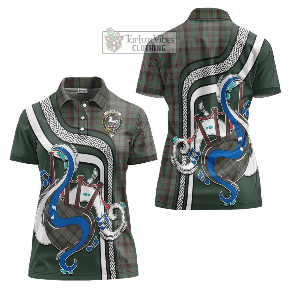 Cochrane Hunting Tartan Women's Polo Shirt with Epic Bagpipe Style Women - Tartanvibesclothing Shop