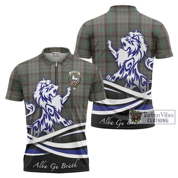 Cochrane Hunting Tartan Zipper Polo Shirt with Alba Gu Brath Regal Lion Emblem