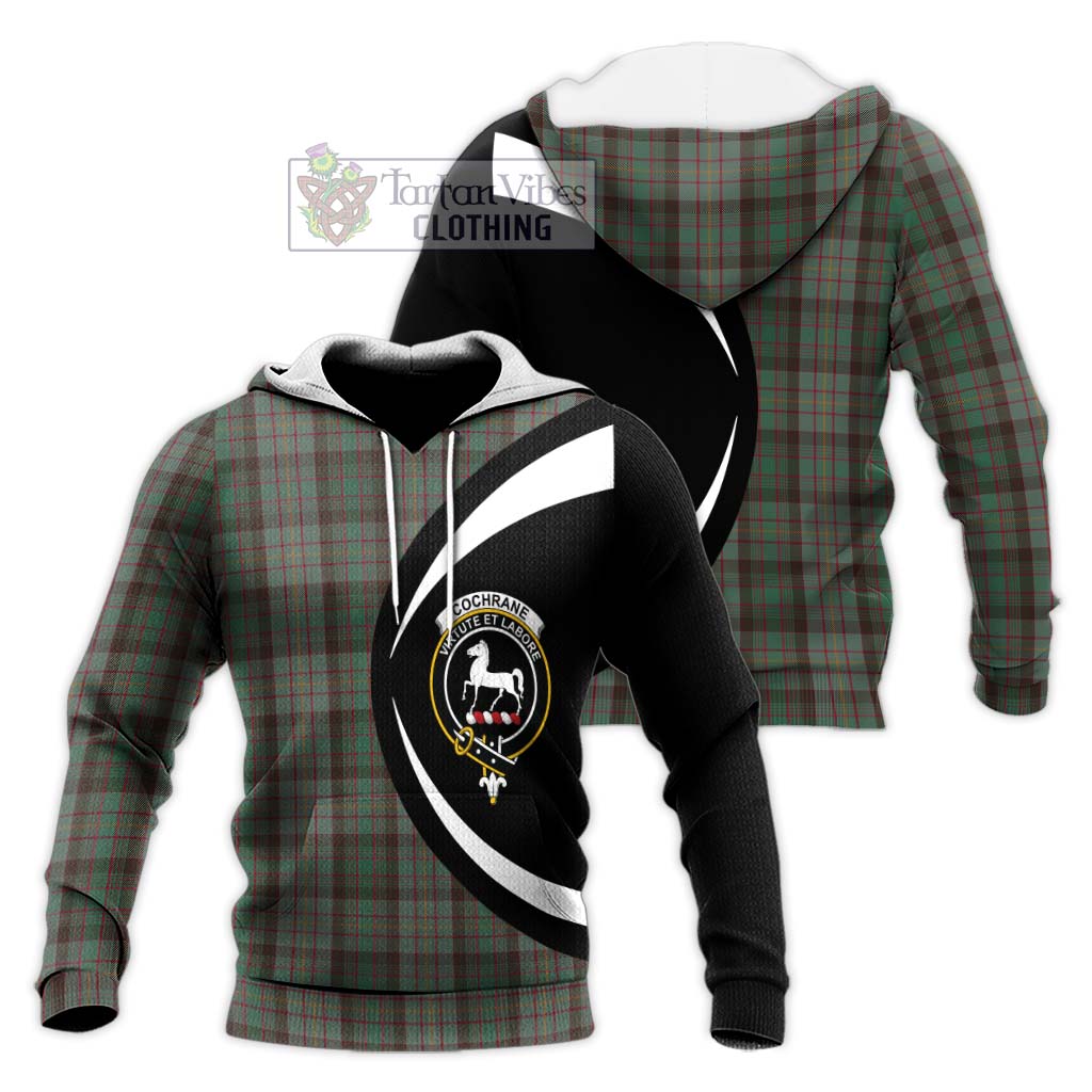 Cochrane Hunting Tartan Knitted Hoodie with Family Crest Circle Style Unisex Knitted Pullover Hoodie - Tartan Vibes Clothing