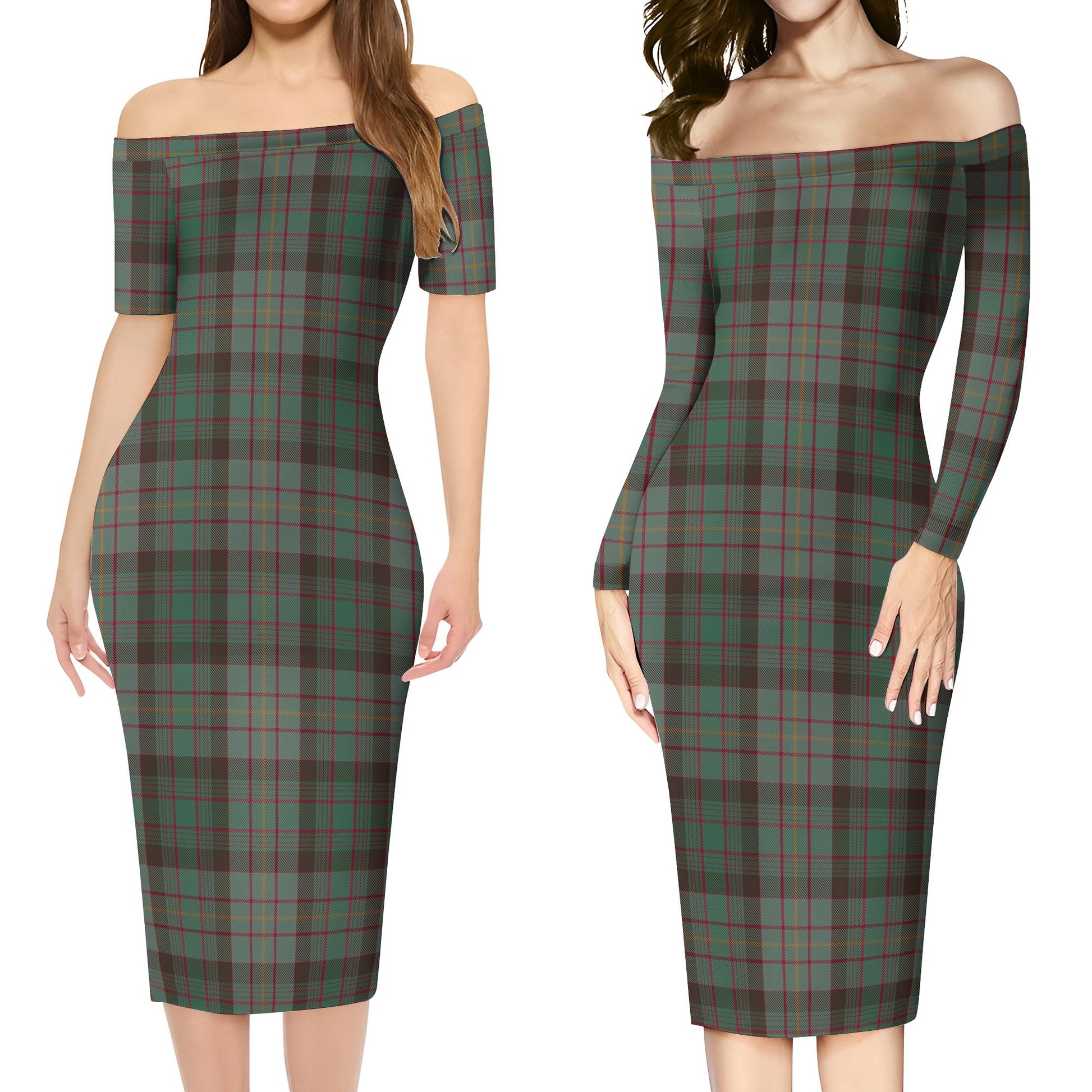 Cochrane Hunting Tartan Off Shoulder Lady Dress Women's Dress - Tartanvibesclothing