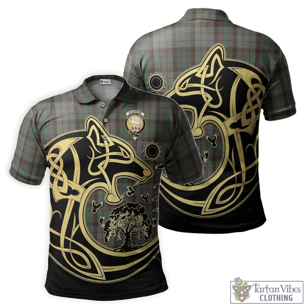 Cochrane Hunting Tartan Polo Shirt with Family Crest Celtic Wolf Style Kid - Tartanvibesclothing Shop