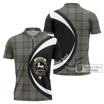 Cochrane Hunting Tartan Zipper Polo Shirt with Family Crest Circle Style