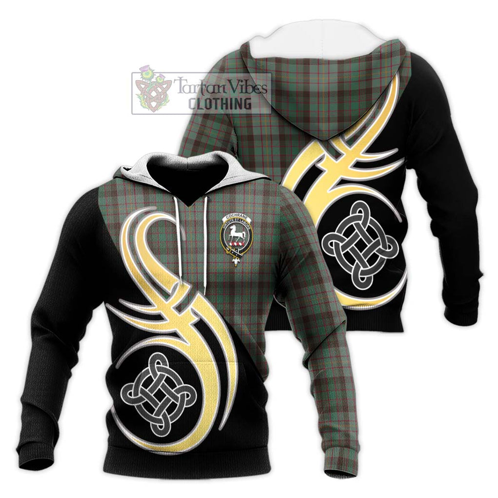 Cochrane Hunting Tartan Knitted Hoodie with Family Crest and Celtic Symbol Style Unisex Knitted Pullover Hoodie - Tartan Vibes Clothing