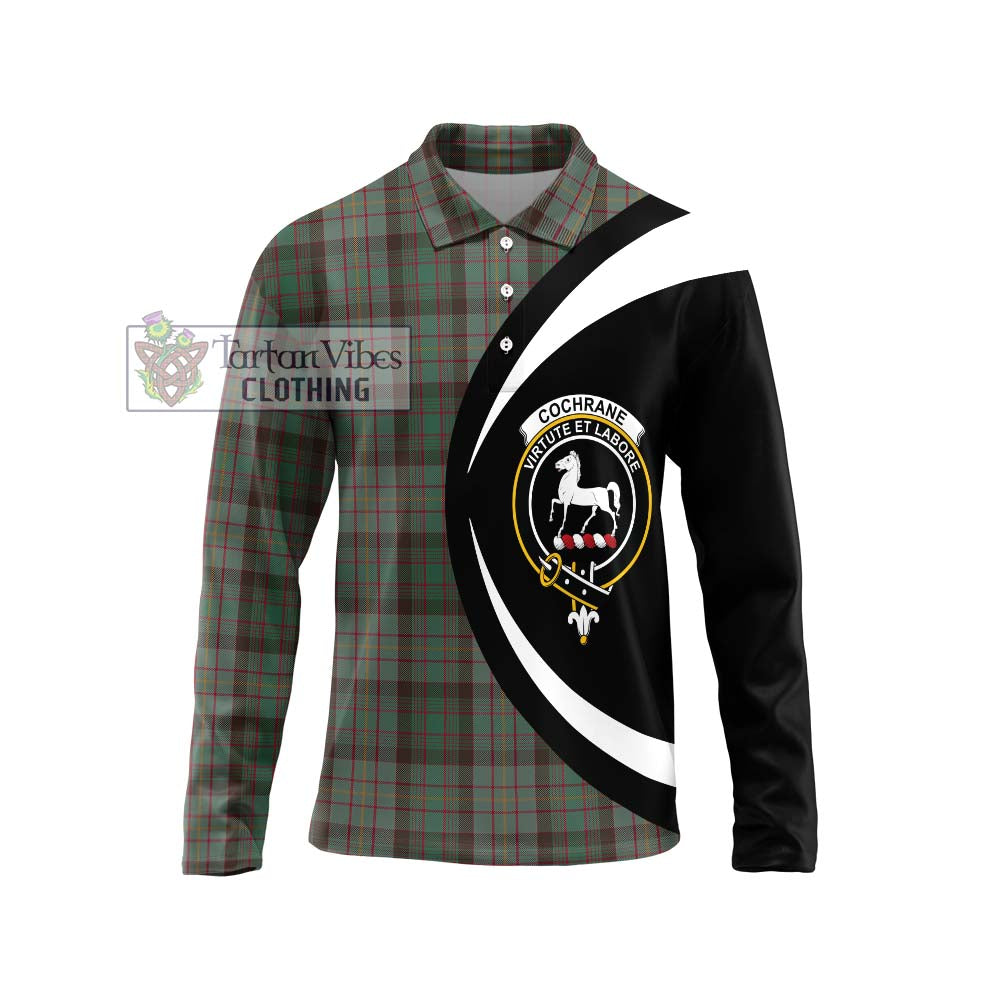 Cochrane Hunting Tartan Long Sleeve Polo Shirt with Family Crest Circle Style Unisex - Tartan Vibes Clothing