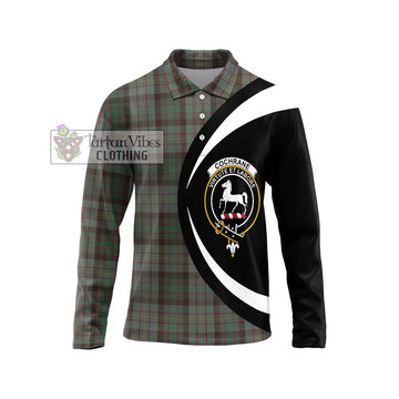 Cochrane Hunting Tartan Long Sleeve Polo Shirt with Family Crest Circle Style