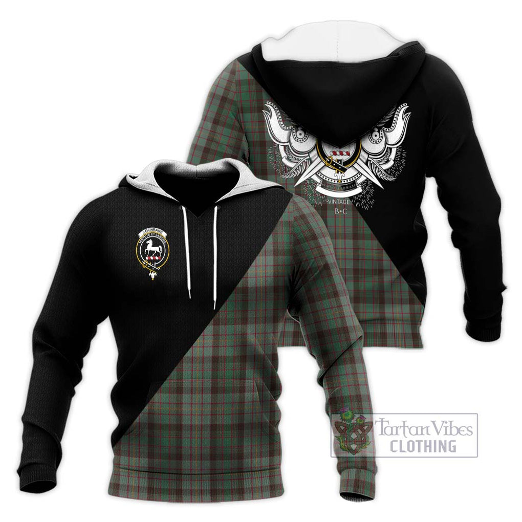 Cochrane Hunting Tartan Knitted Hoodie with Family Crest and Military Logo Style Unisex Knitted Pullover Hoodie - Tartanvibesclothing Shop