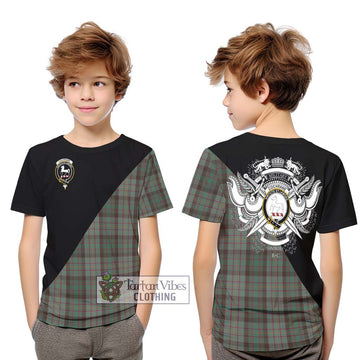 Cochrane Hunting Tartan Kid T-Shirt with Family Crest and Military Logo Style