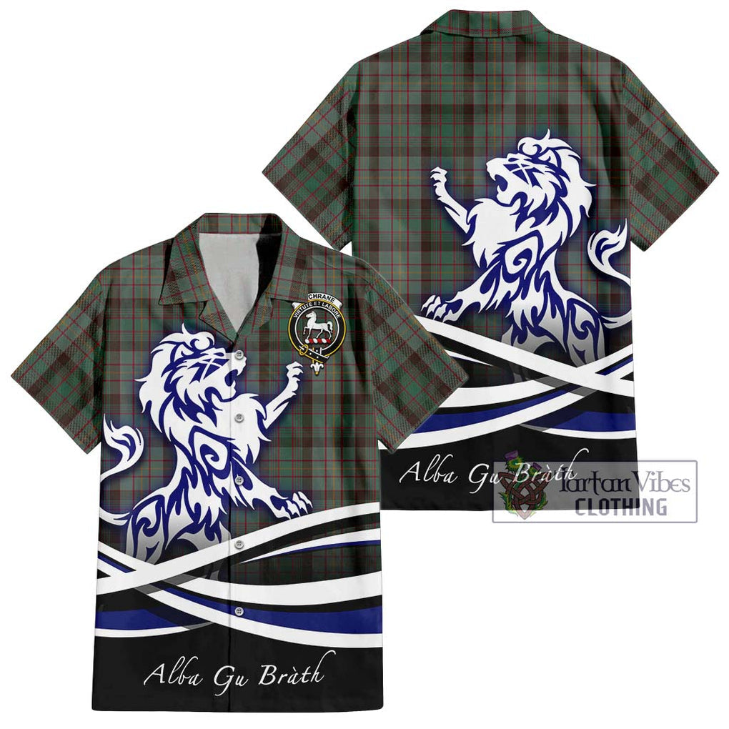 Cochrane Hunting Tartan Short Sleeve Button Shirt with Alba Gu Brath Regal Lion Emblem Kid - Tartanvibesclothing Shop