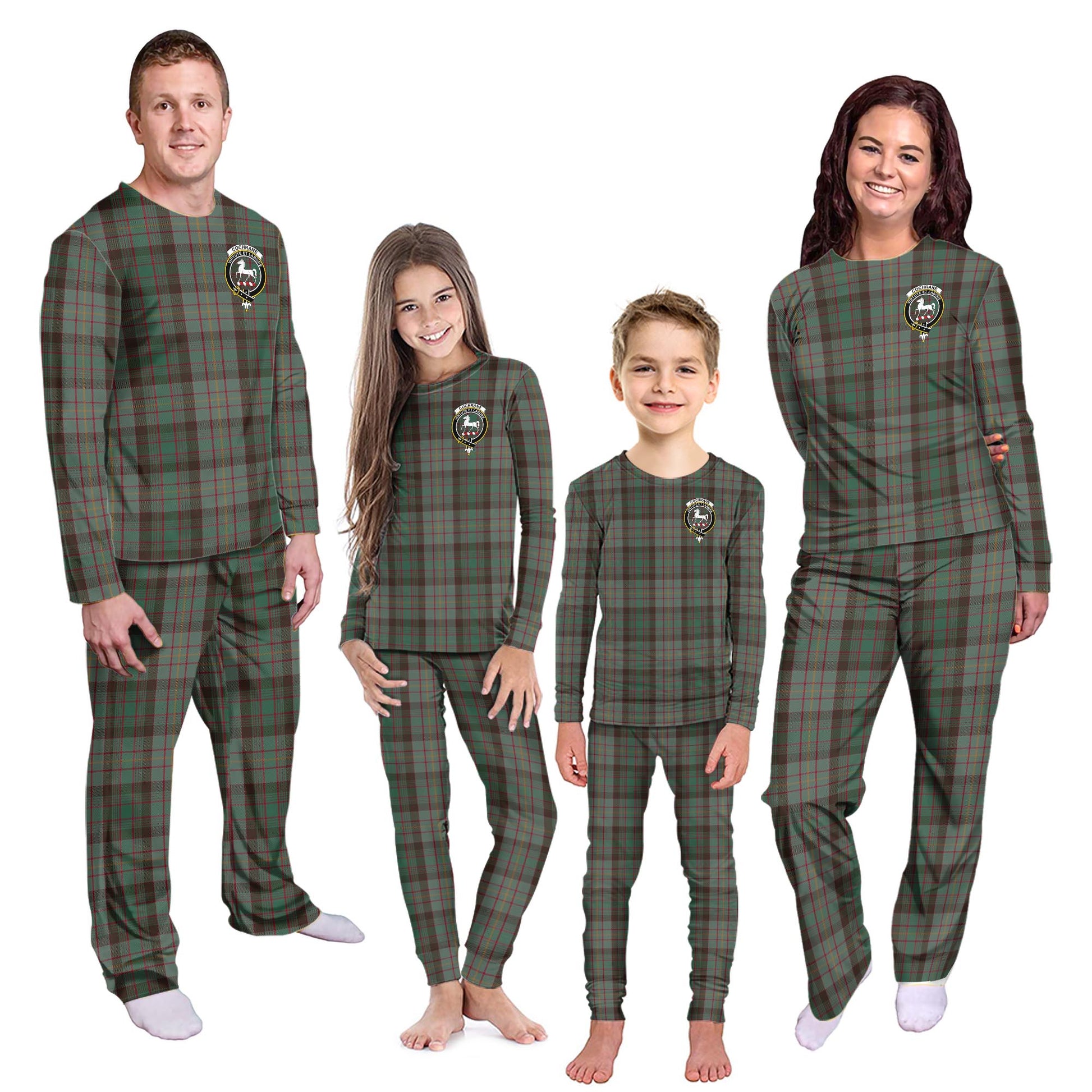 Cochrane Hunting Tartan Pajamas Family Set with Family Crest Kid - Tartan Vibes Clothing