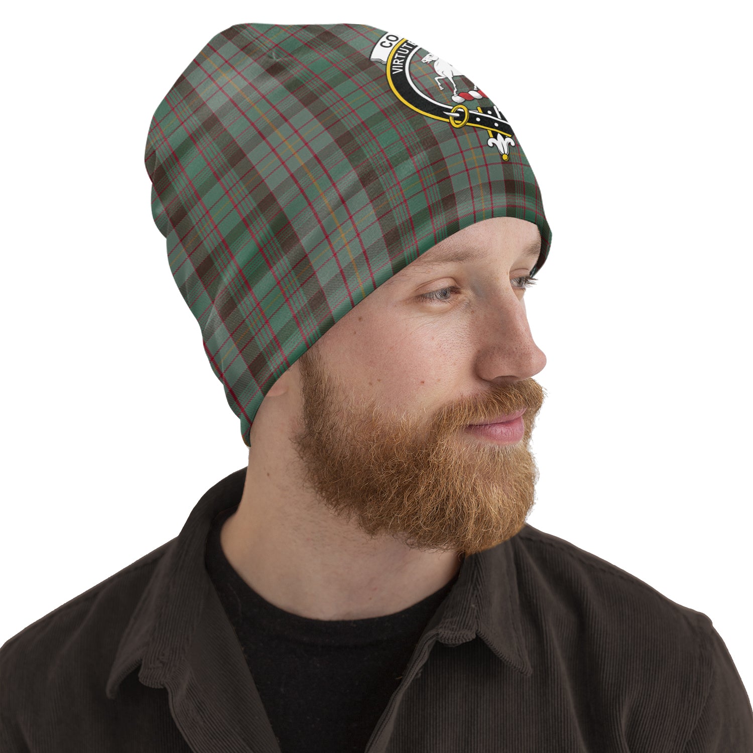 Cochrane Hunting Tartan Beanies Hat with Family Crest One Size 10.5*10.2 inches - Tartan Vibes Clothing