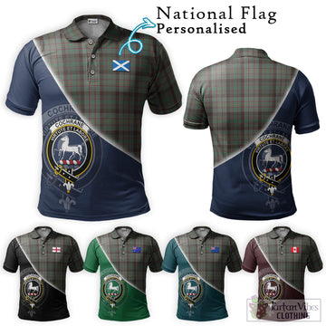 Cochrane Hunting Tartan Polo Shirt with Personalised National Flag and Family Crest Half Style