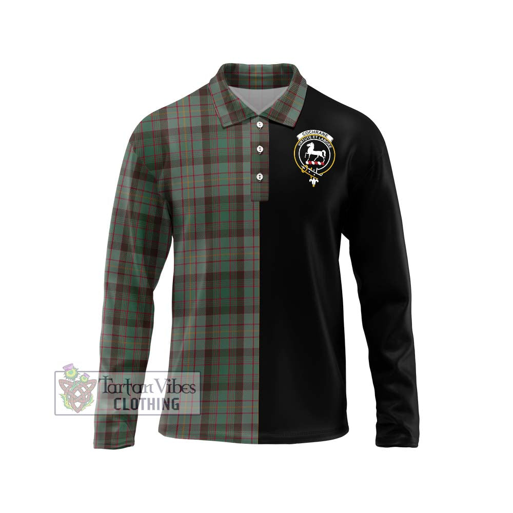 Cochrane Hunting Tartan Long Sleeve Polo Shirt with Family Crest and Half Of Me Style Unisex - Tartanvibesclothing Shop