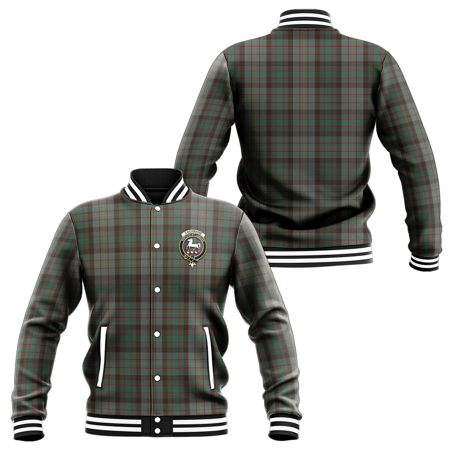 Cochrane Hunting Tartan Baseball Jacket with Family Crest Unisex - Tartan Vibes Clothing