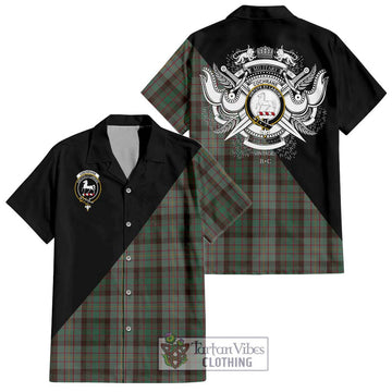 Cochrane Hunting Tartan Short Sleeve Button Shirt with Family Crest and Military Logo Style