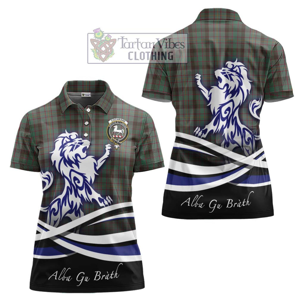 Cochrane Hunting Tartan Women's Polo Shirt with Alba Gu Brath Regal Lion Emblem Women - Tartanvibesclothing Shop