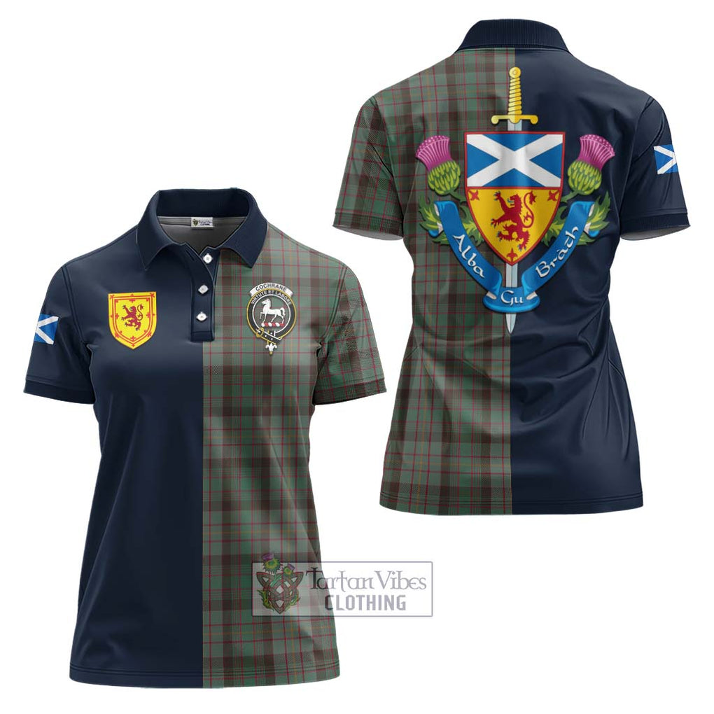 Tartan Vibes Clothing Cochrane Hunting Tartan Women's Polo Shirt with Scottish Lion Royal Arm Half Style