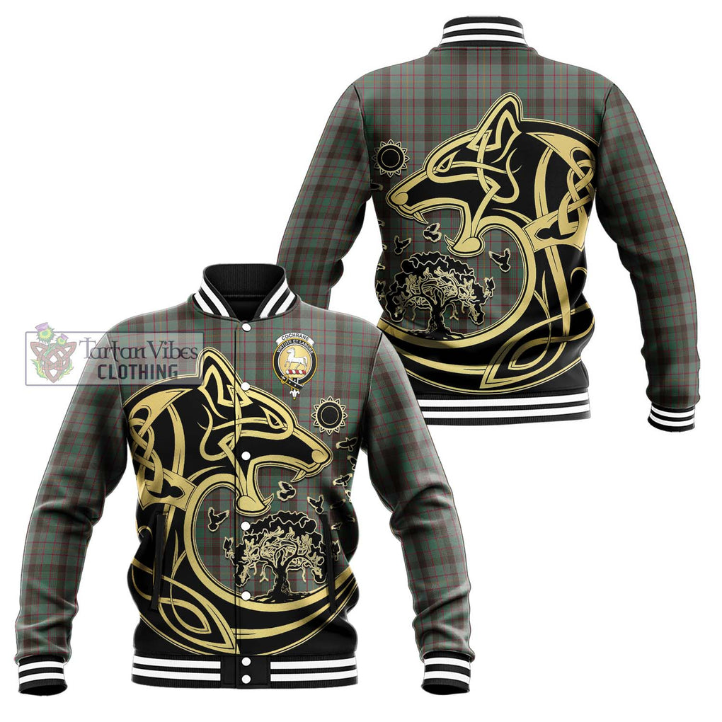 Cochrane Hunting Tartan Baseball Jacket with Family Crest Celtic Wolf Style Unisex - Tartan Vibes Clothing