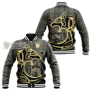 Cochrane Hunting Tartan Baseball Jacket with Family Crest Celtic Wolf Style