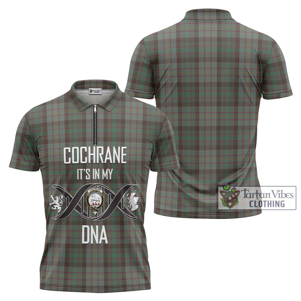 Cochrane Hunting Tartan Zipper Polo Shirt with Family Crest DNA In Me Style Unisex - Tartanvibesclothing Shop