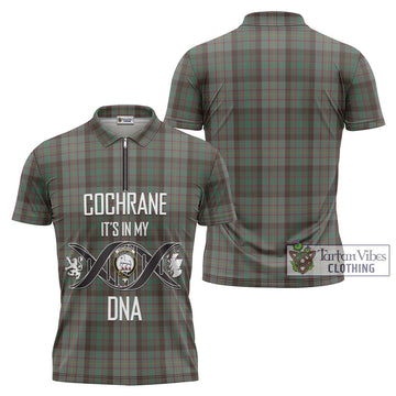 Cochrane Hunting Tartan Zipper Polo Shirt with Family Crest DNA In Me Style