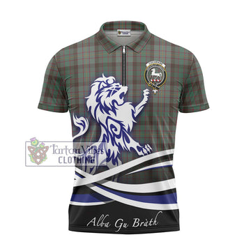 Cochrane Hunting Tartan Zipper Polo Shirt with Alba Gu Brath Regal Lion Emblem