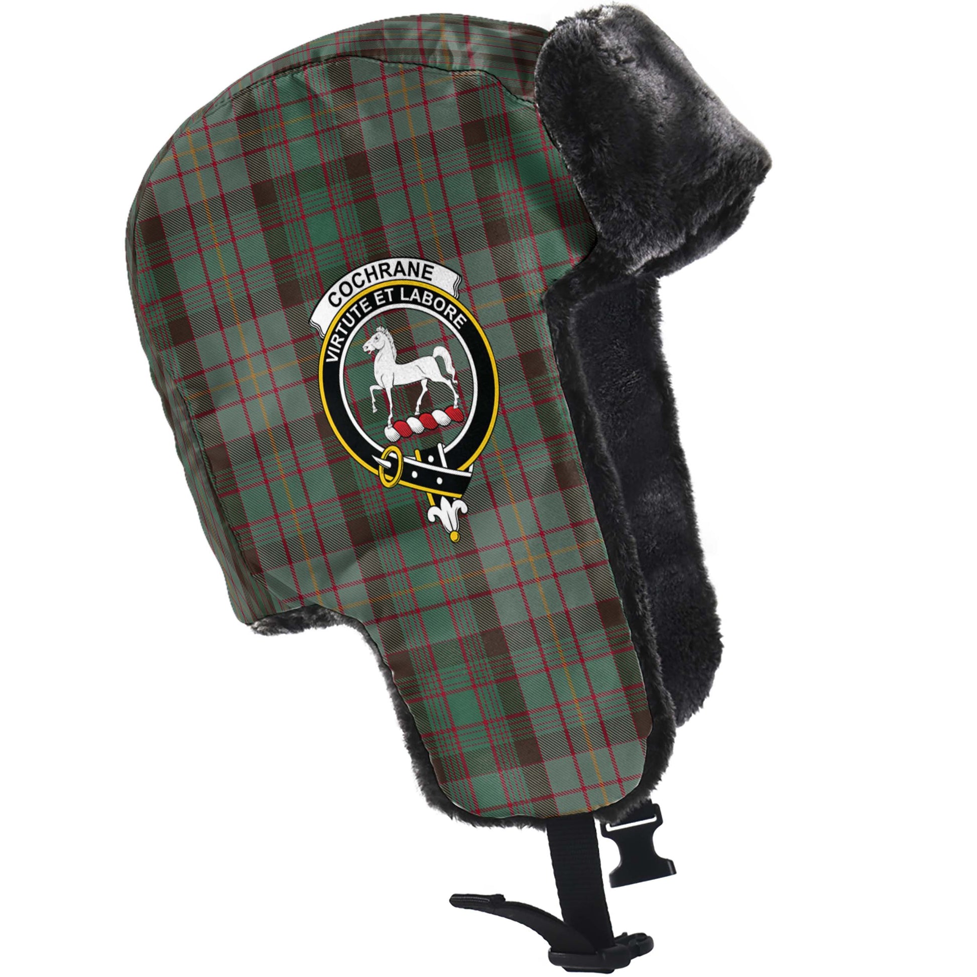 Cochrane Hunting Tartan Winter Trapper Hat with Family Crest - Tartanvibesclothing