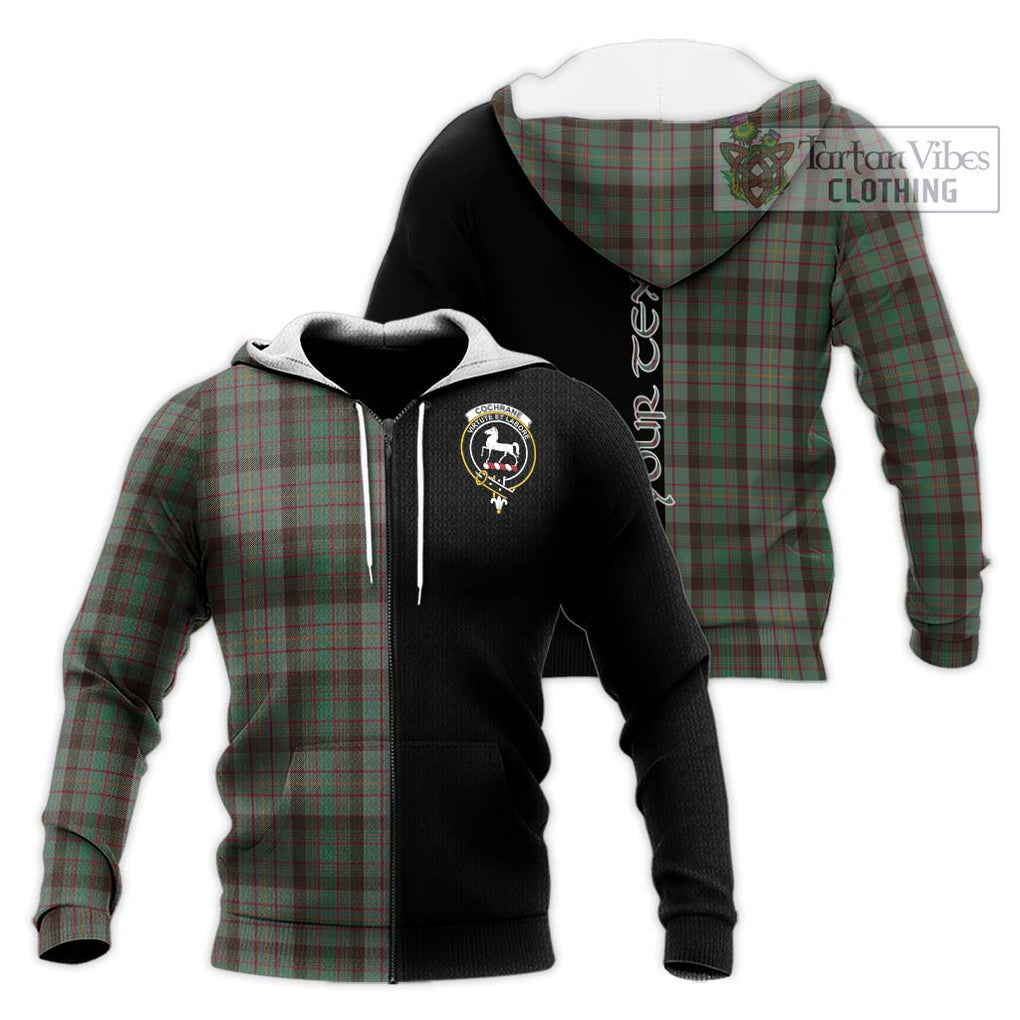 Cochrane Hunting Tartan Knitted Hoodie with Family Crest and Half Of Me Style Unisex Knitted Zip Hoodie - Tartanvibesclothing Shop