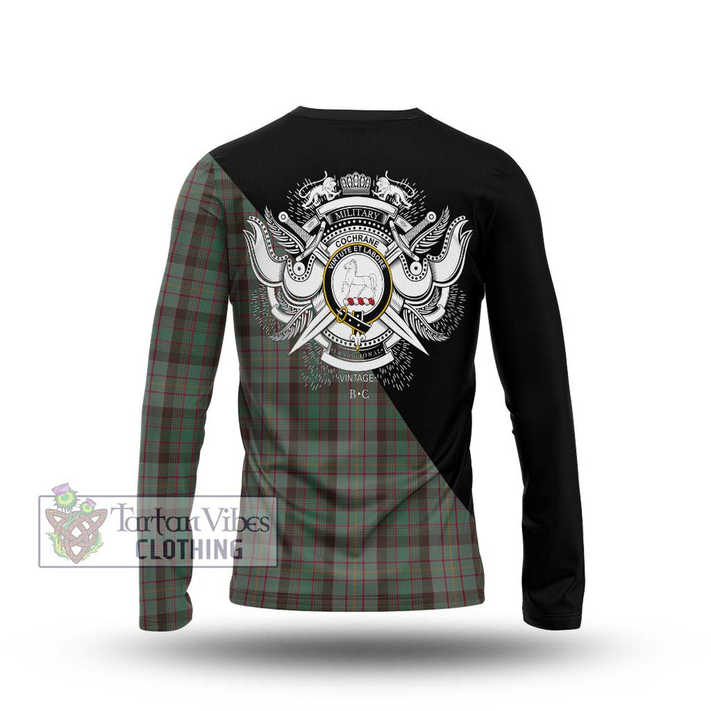 Cochrane Hunting Tartan Long Sleeve T-Shirt with Family Crest and Military Logo Style - Tartanvibesclothing Shop