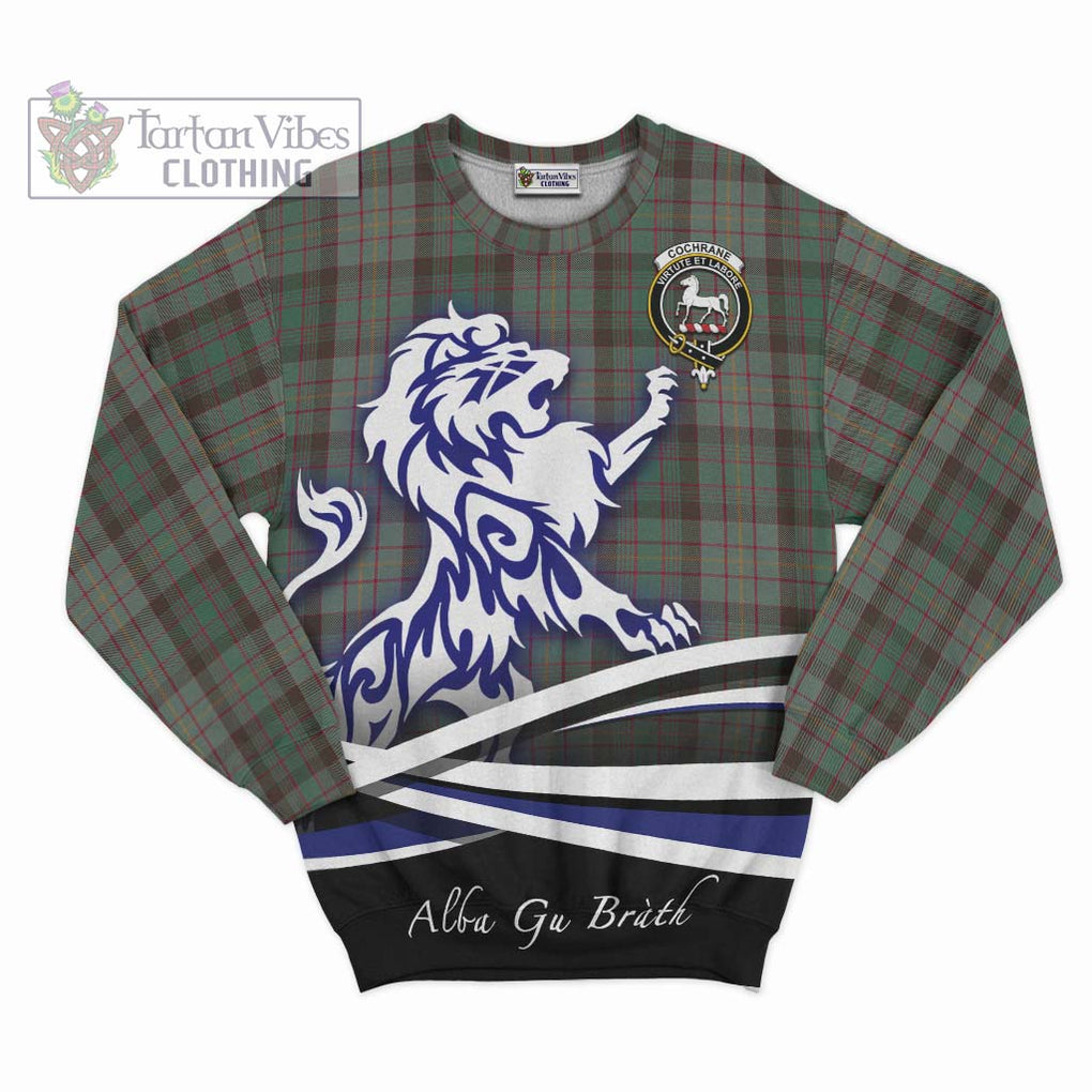 Cochrane Hunting Tartan Sweatshirt with Alba Gu Brath Regal Lion Emblem - Tartanvibesclothing Shop