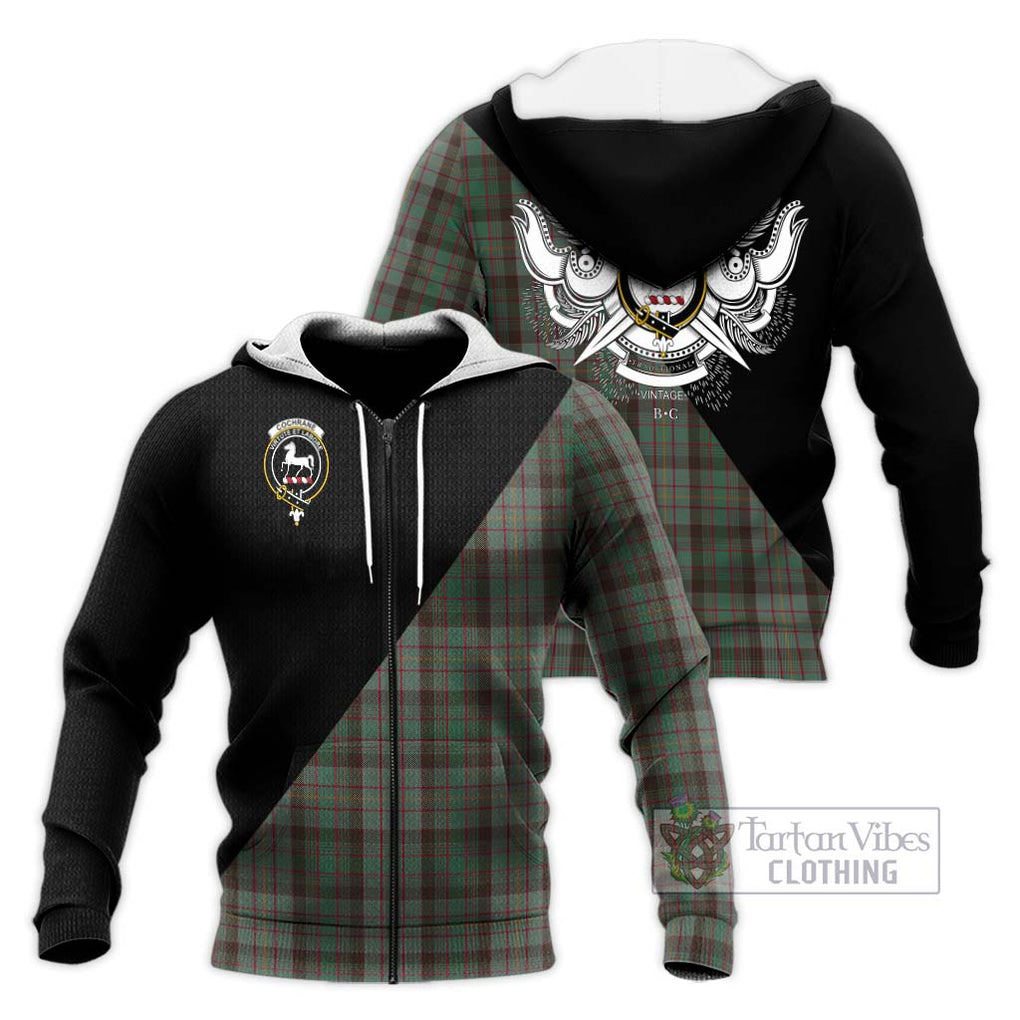 Cochrane Hunting Tartan Knitted Hoodie with Family Crest and Military Logo Style Unisex Knitted Zip Hoodie - Tartanvibesclothing Shop