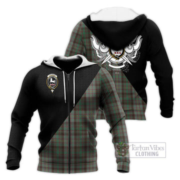 Cochrane Hunting Tartan Knitted Hoodie with Family Crest and Military Logo Style