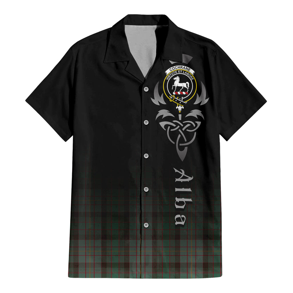 Tartan Vibes Clothing Cochrane Hunting Tartan Short Sleeve Button Up Featuring Alba Gu Brath Family Crest Celtic Inspired