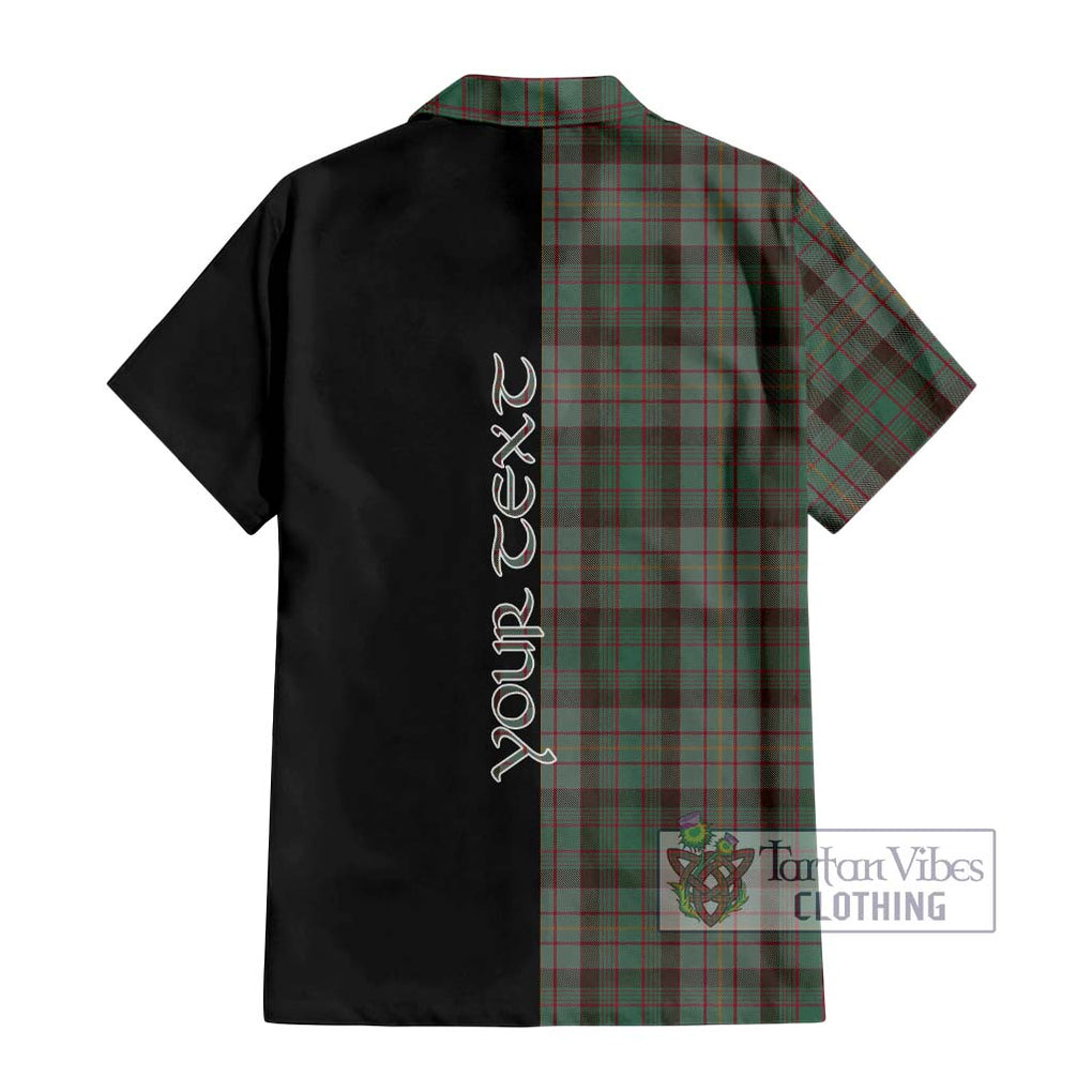 Cochrane Hunting Tartan Short Sleeve Button Shirt with Family Crest and Half Of Me Style - Tartanvibesclothing Shop