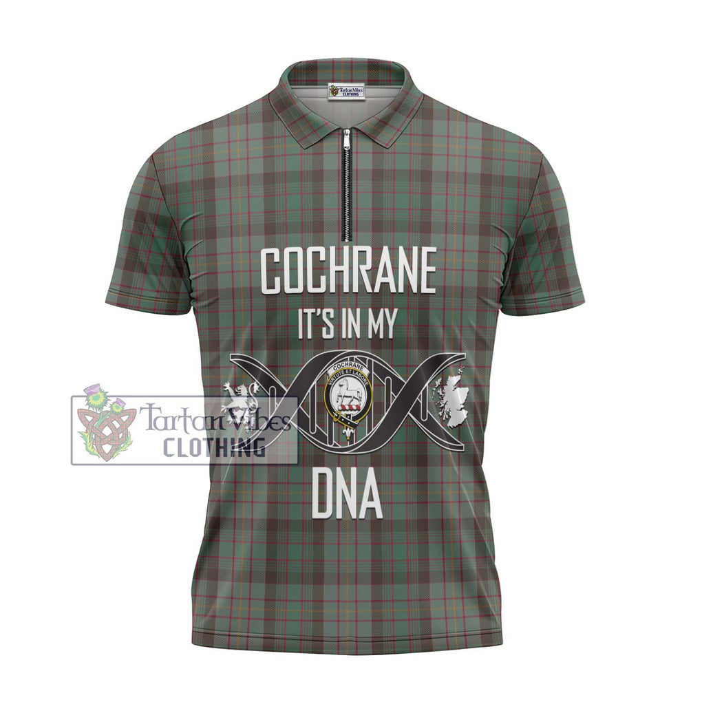 Cochrane Hunting Tartan Zipper Polo Shirt with Family Crest DNA In Me Style - Tartanvibesclothing Shop