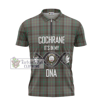 Cochrane Hunting Tartan Zipper Polo Shirt with Family Crest DNA In Me Style